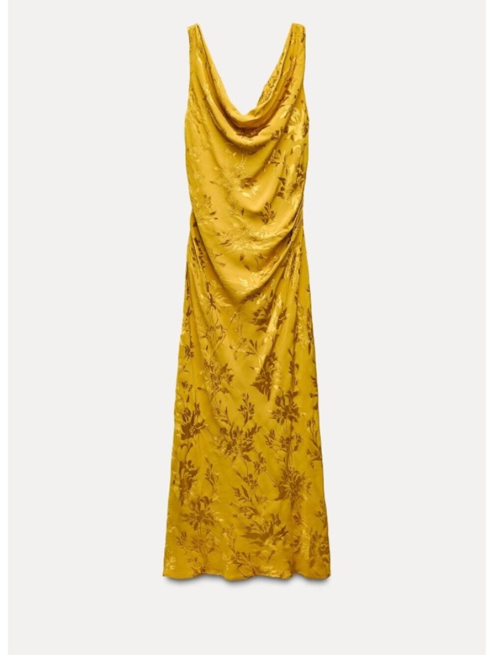 ZARA Satin Floral Jacquard Midi Maxi Dress Open Back Golden 8579/512 - Picture 3 of 16